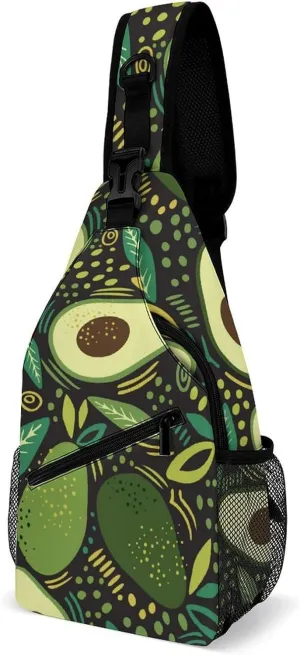 Avocado Fruit Sling Backpack Mans Womens Crossbody Backpack Chest Bag Gym Daypack Shoulder Bag Casual Daypacks Leisure Backpacks