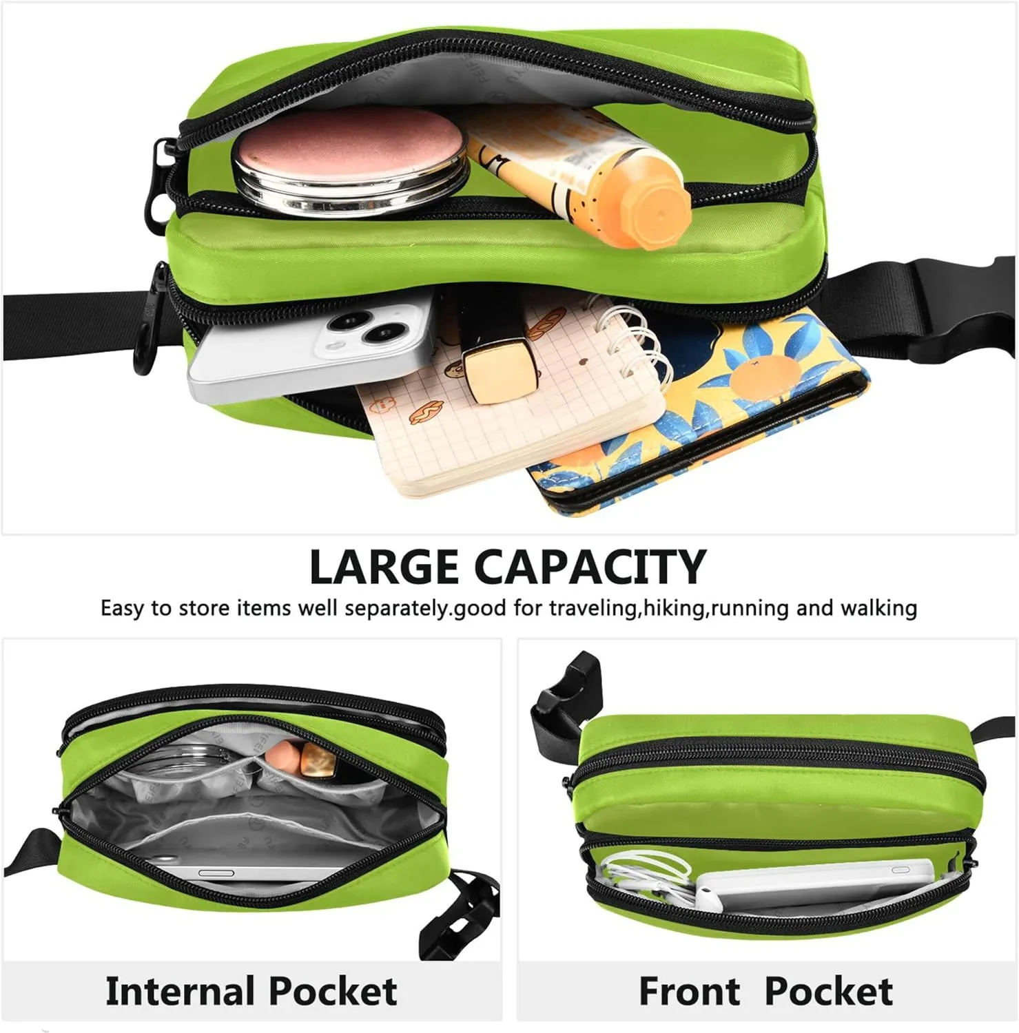 Avocado Green Fruit Gradient Fanny Packs Women Pattern Hip Pack Belt Pouch Waterproof Crossbody Waist Pack
