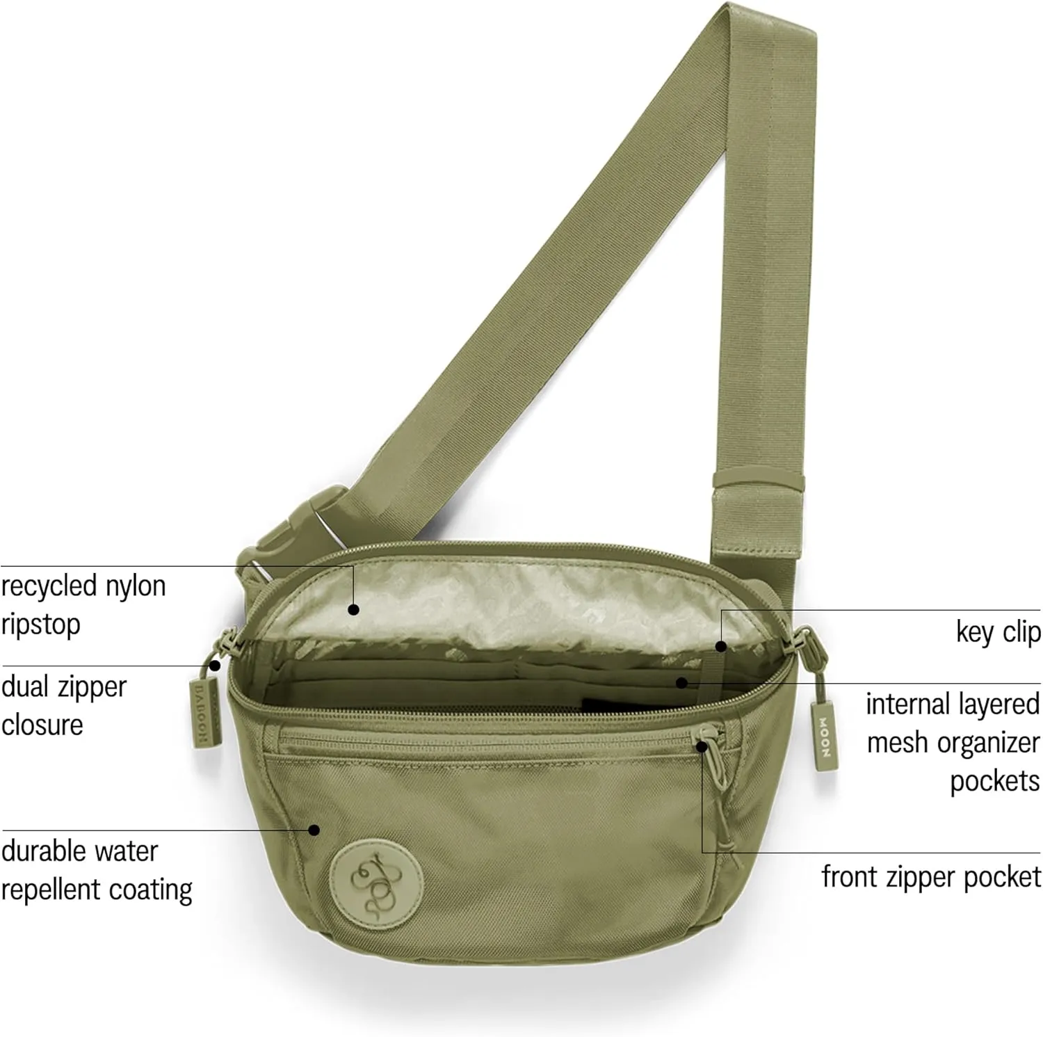 Baboon to the Moon Full Size Fanny Pack 3L – Womens Crossbody, Belt Bag for Women, Fanny Pack for Men, Crossbody Bags for Women Travel, Waist Bags