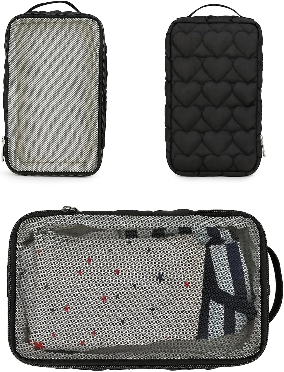 Baby Diaper Bag Organizer Pouches - 2 Pack Waterproof Pod Hanging Diaper Bag Mesh Bag Reusable, Washable or Baby Cloth Diapers (Black&White)