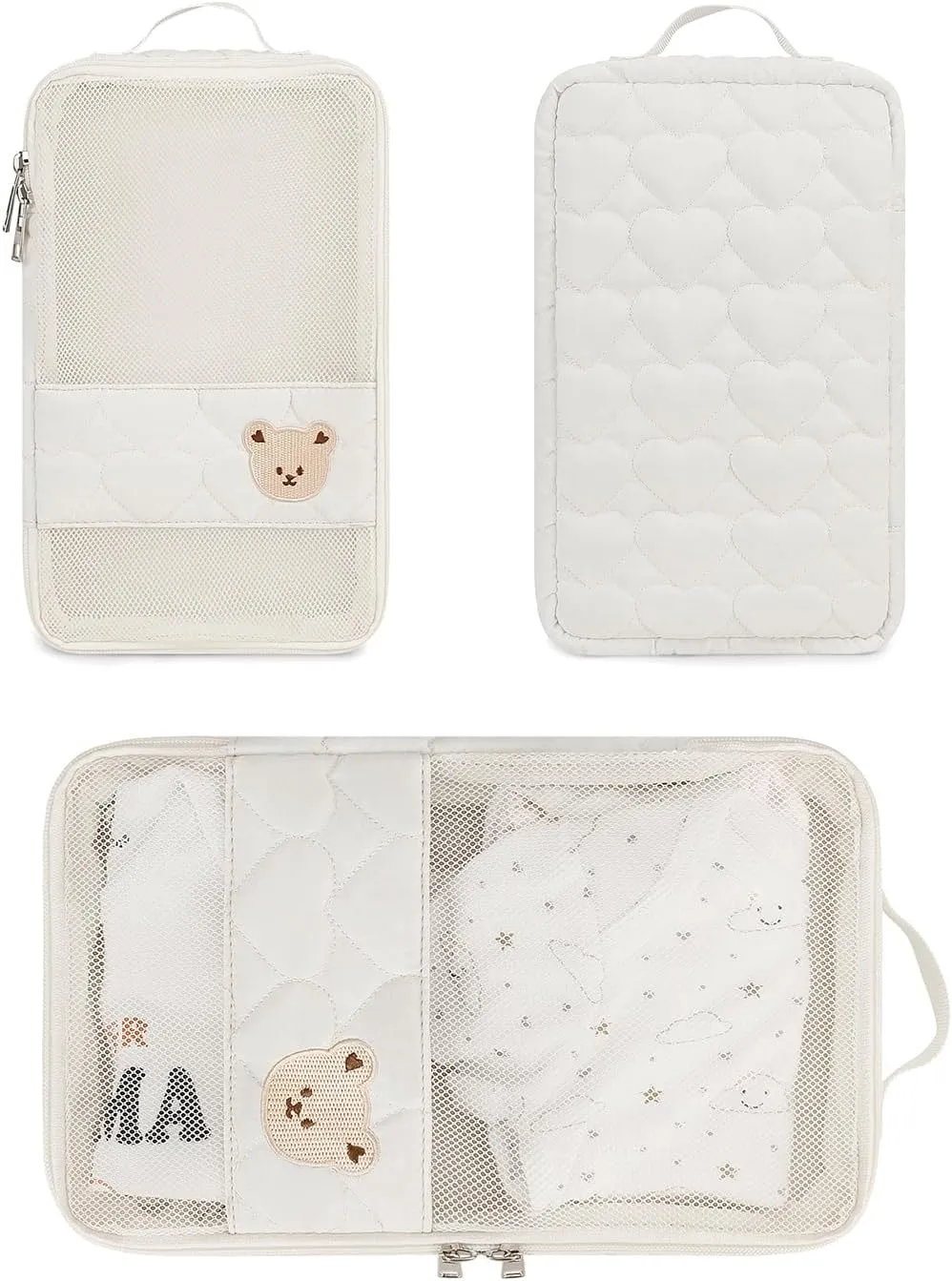 Baby Diaper Organizer - 2 Pack Waterproof Pouches, Mesh Bag, Reusable, Washable or Cloth Diapers (White)