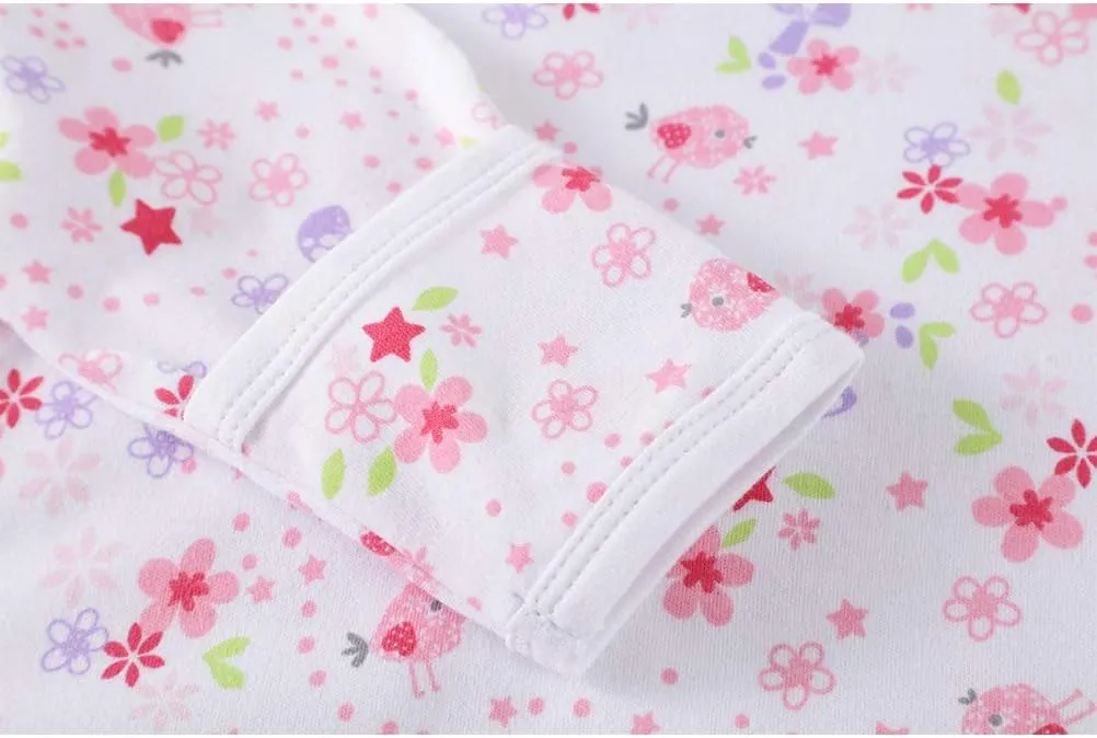 Baby Sleep Gown - Organic Cotton Lightweight 0-18 Months Sleeper for Easier Diaper Changing with Mitten Cuffs