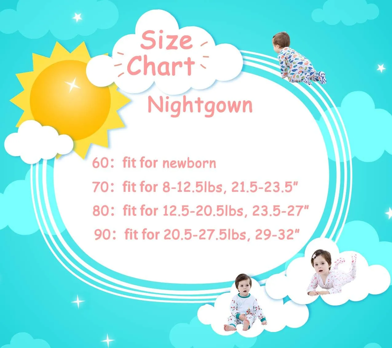 Baby Sleep Gown - Organic Cotton Lightweight 0-18 Months Sleeper for Easier Diaper Changing with Mitten Cuffs