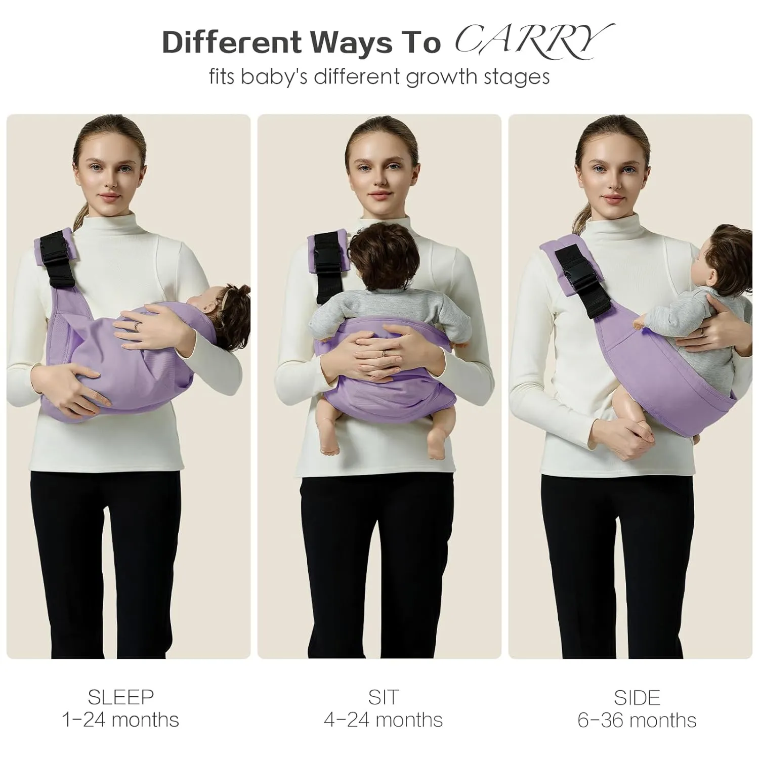 Baby Sling Carrier, Toddler Sling, Baby Carrier One Size Fits All, Purple