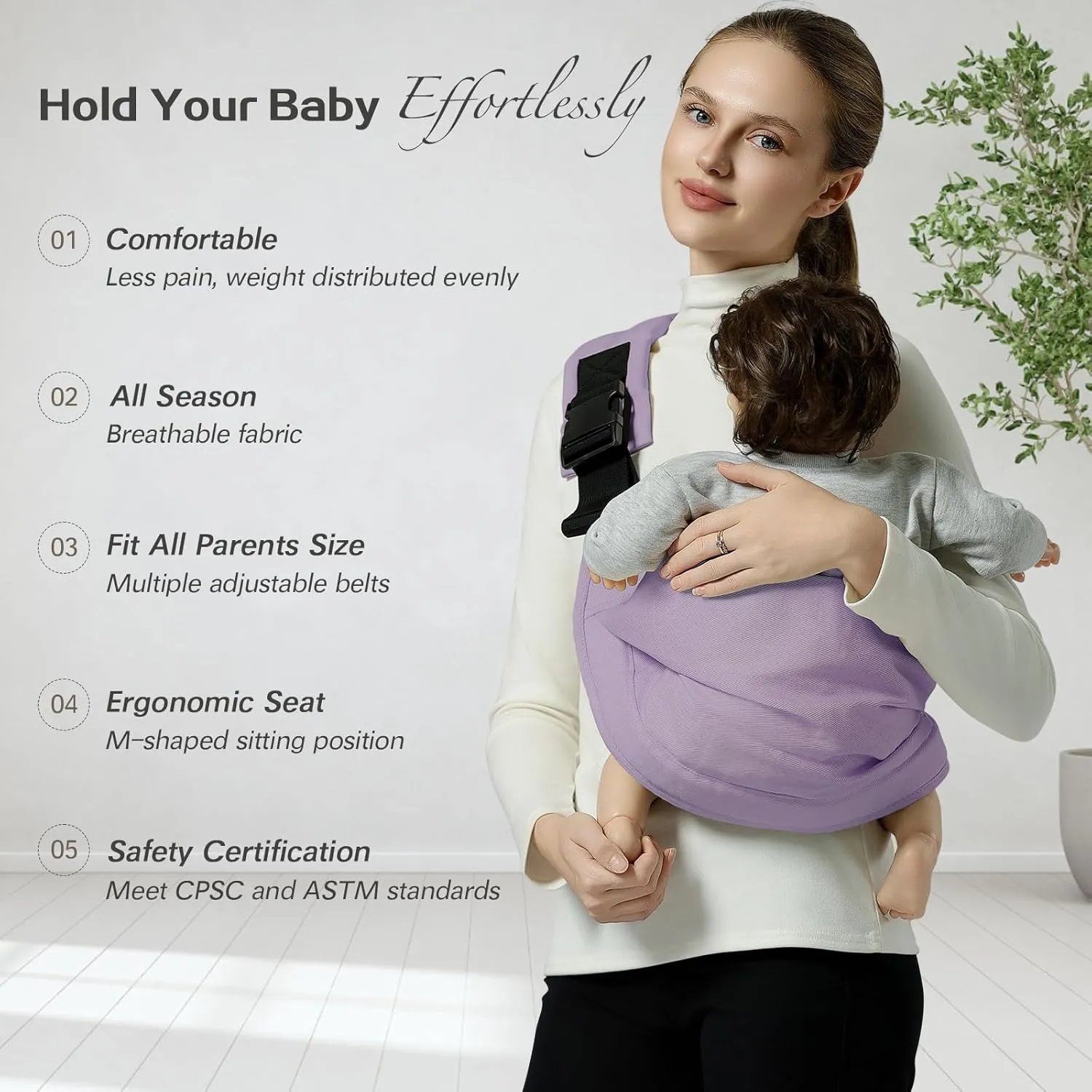 Baby Sling Carrier, Toddler Sling, Baby Carrier One Size Fits All, Purple