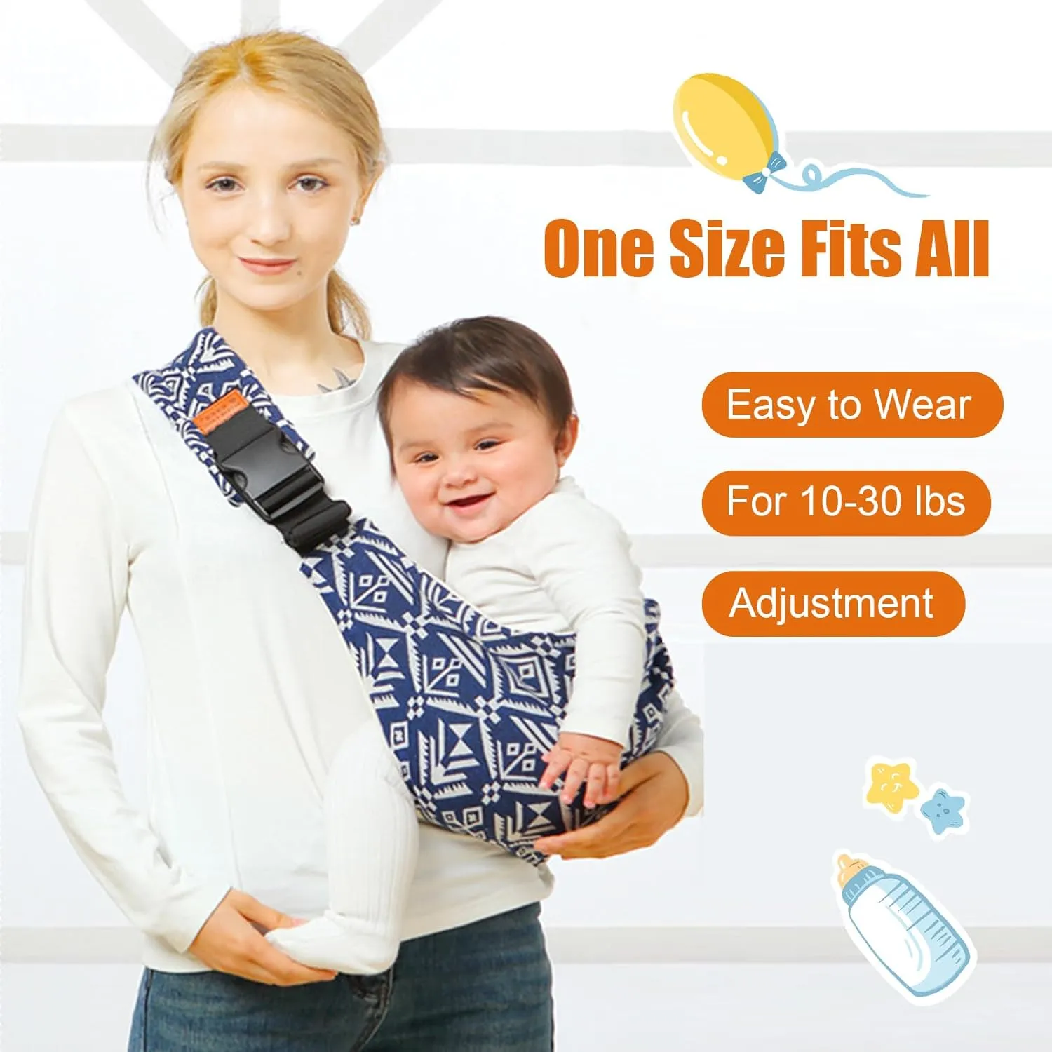 Baby Sling Carrier,Toddler Carrier, 2025 New Baby Sling,Portable and Lightweight Sling,Non-Slip Hip Seat Carrying 10-30lbs(Blue)