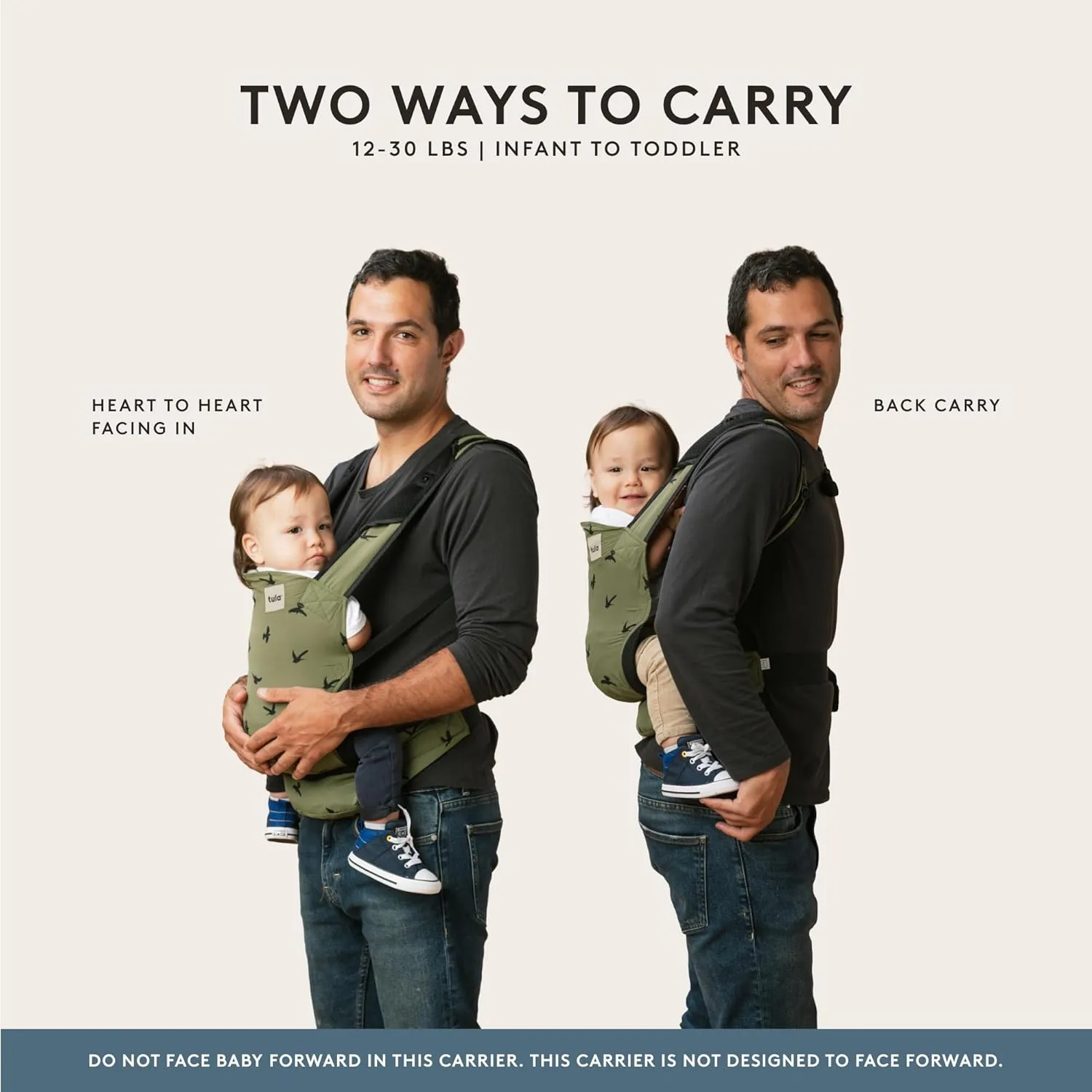 Baby Tula Lite Compact Baby Carrier, Ultra Compact and Lightweight, Travel, Convenient Carry Pouch, Ergonomic and Multiple Posisitions for 12-30 pounds, Soar
