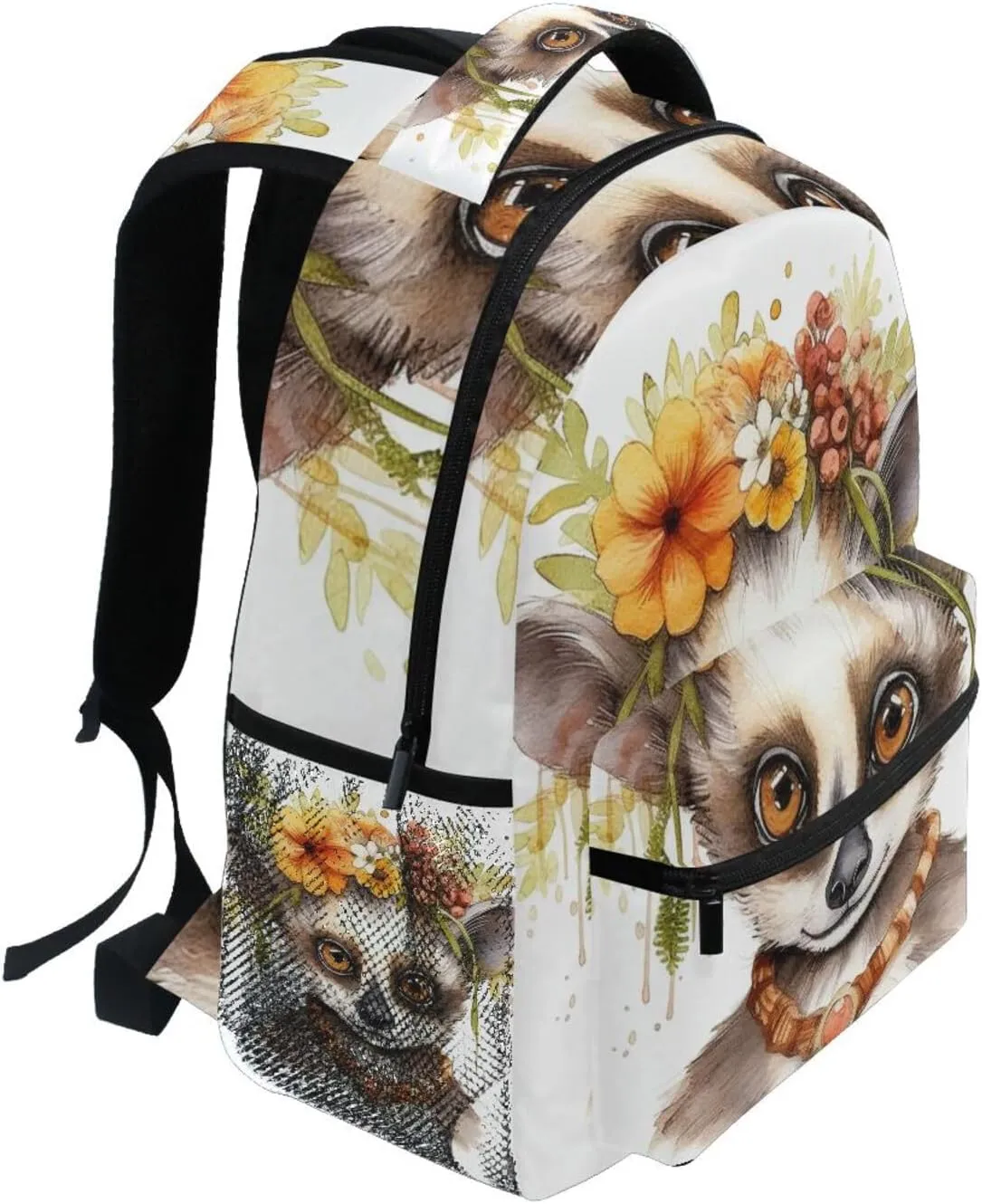 Backpack Animal Head Garland Daypack Shoulder Bag Book Bag Lightweight Back Pack with Reflective Strip Travel Laptop Daypack 12 ×16.9 In