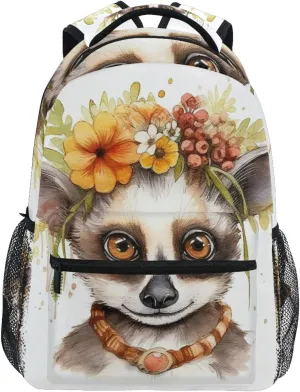 Backpack Animal Head Garland Daypack Shoulder Bag Book Bag Lightweight Back Pack with Reflective Strip Travel Laptop Daypack 12 ×16.9 In