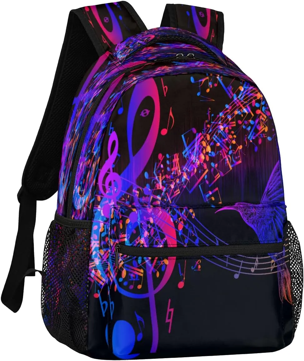 Backpack for Women Men, Music NoteCasual Backpacks, Waterproof Lightweight Hummingbird Daypack Bags for Travel Camping Work