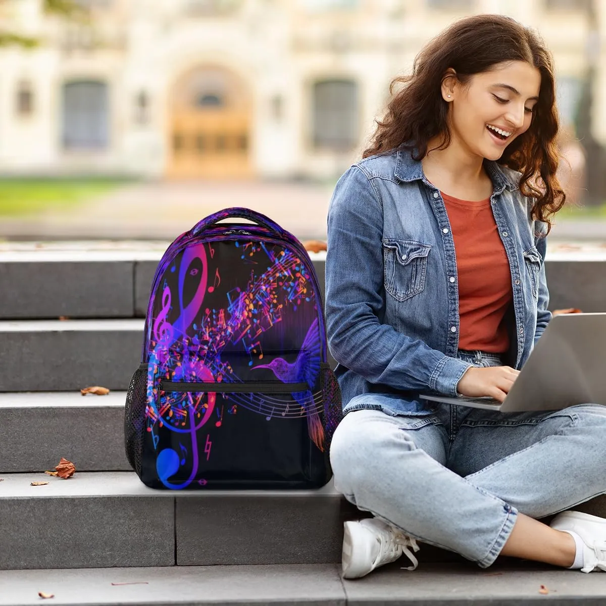 Backpack for Women Men, Music NoteCasual Backpacks, Waterproof Lightweight Hummingbird Daypack Bags for Travel Camping Work