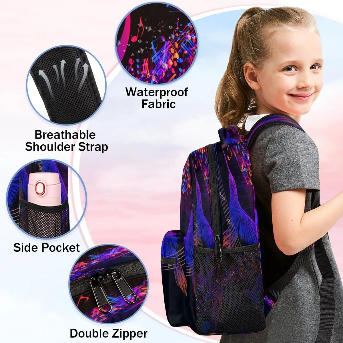 Backpack for Women Men, Music NoteCasual Backpacks, Waterproof Lightweight Hummingbird Daypack Bags for Travel Camping Work