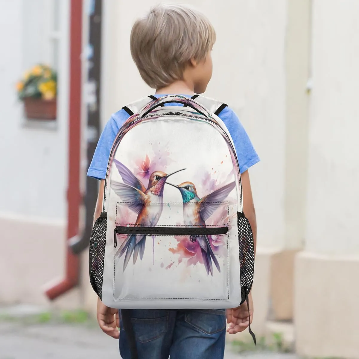 Backpack for Women Men, Watercolor Birds Casual Backpacks, Waterproof Lightweight Hummingbird Daypack Bags for Travel Camping Work