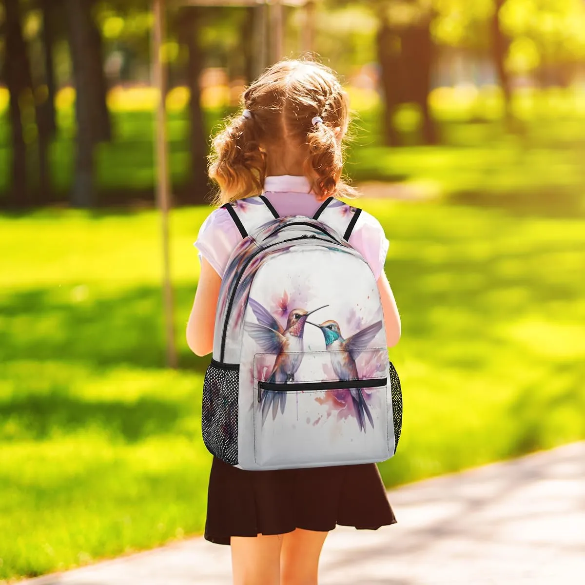 Backpack for Women Men, Watercolor Birds Casual Backpacks, Waterproof Lightweight Hummingbird Daypack Bags for Travel Camping Work