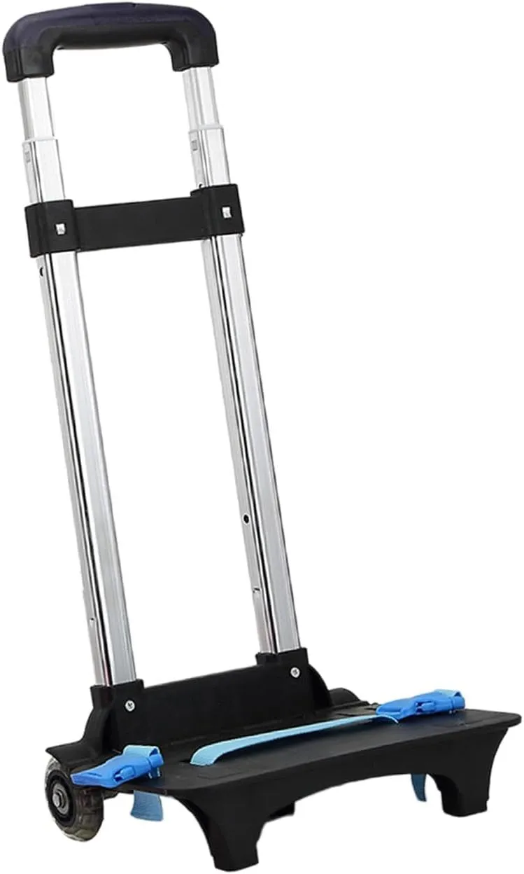 Backpack Hand Truck Backpack Trolley Compact, Aluminum Alloy, Portable, Wheeled Hand Trolley Wheeled Cart for Travel Office, 2 Wheel Dark Blue