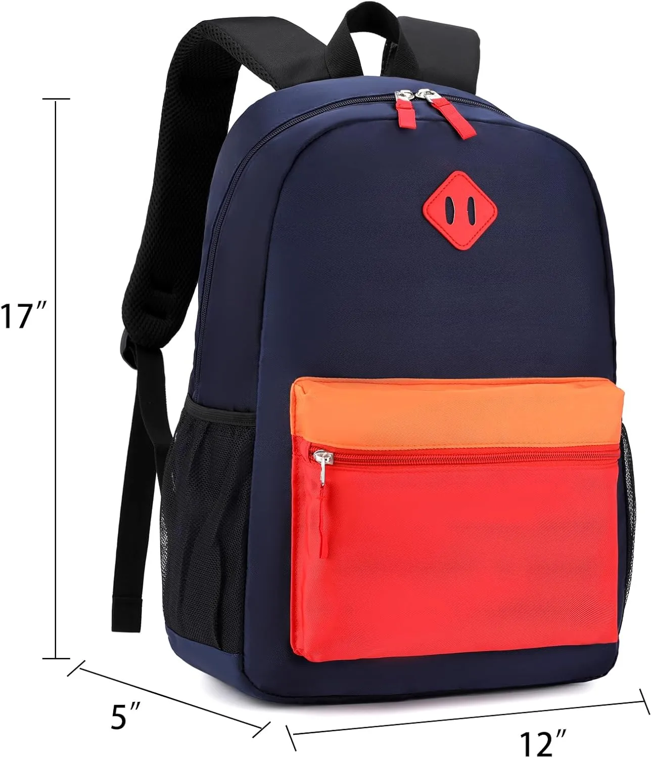 Backpack Set for Girls Boy Kids Backpack with Lunch Box for Elementary Primary Kindergarten School Bag (Navy Red Set, Large)