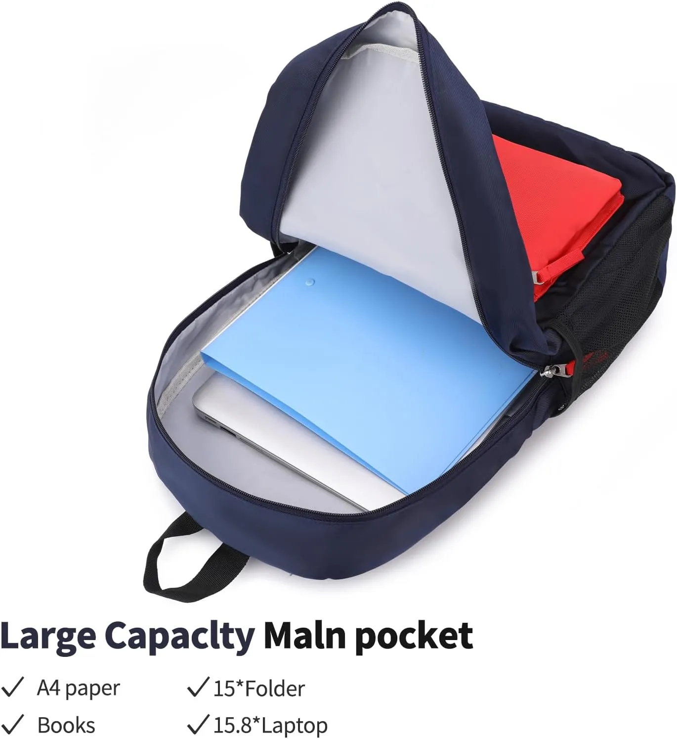 Backpack Set for Girls Boy Kids Backpack with Lunch Box for Elementary Primary Kindergarten School Bag (Navy Red Set, Large)