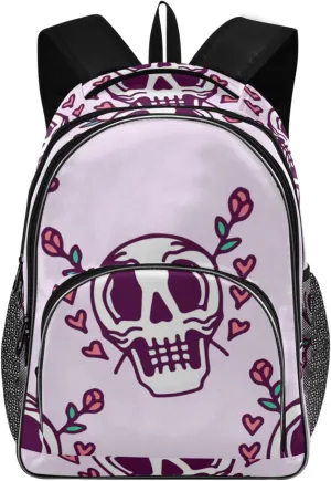 Backpacks 22L Three Layer Arc Book Bag Lightweight for Travel Camping Hiking Rucksack Daypack Kids & Adults Beauty Skull