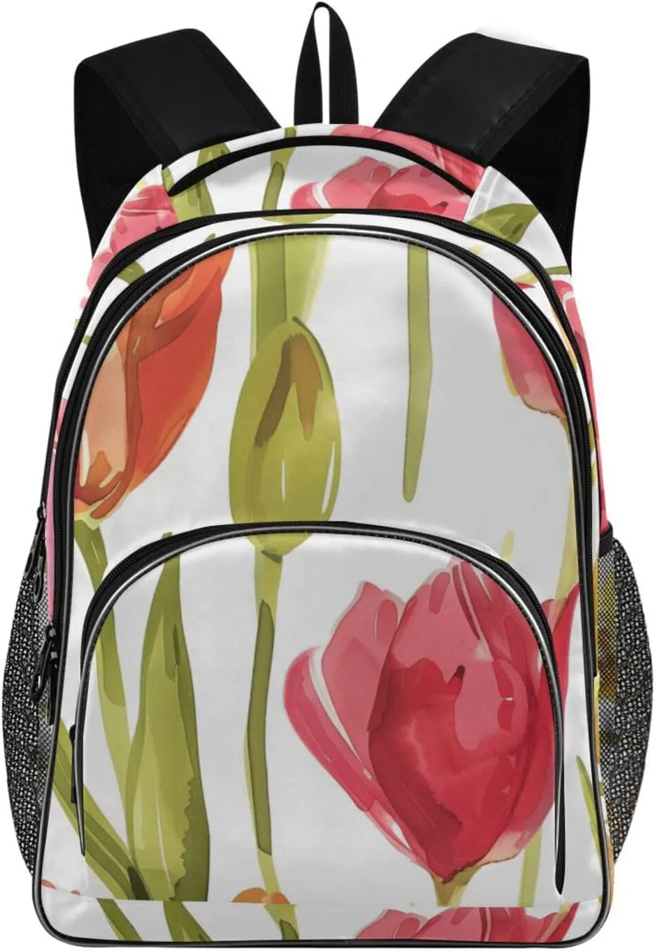 Backpacks 22L Three Layer Arc Book Bag Lightweight for Travel Camping Hiking Rucksack Daypack Kids & Adults Cute Tulips