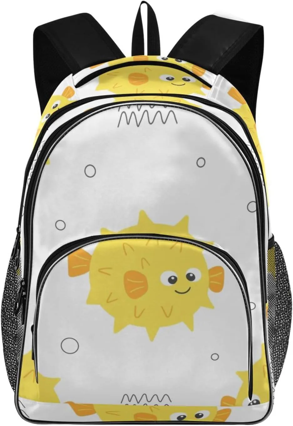 Backpacks 22L Three Layer Arc Book Bag Lightweight for Travel Camping Hiking Rucksack Daypack Kids & Adults Cute Yellow Blow Fish