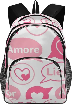 Backpacks 22L Three Layer Arc Book Bag Lightweight for Travel Camping Hiking Rucksack Daypack Kids & Adults Speech Bubbles with Hearts