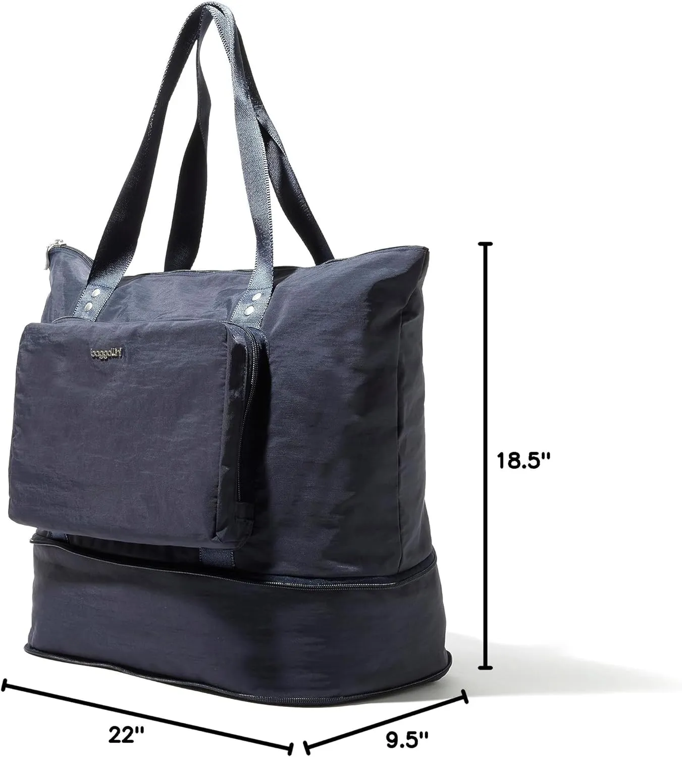 Baggallini Carryall Expandable Lightweight Travel Tote 22" Packable Folding Compact Nylon Washable Weekender w/Luggage Sleeve