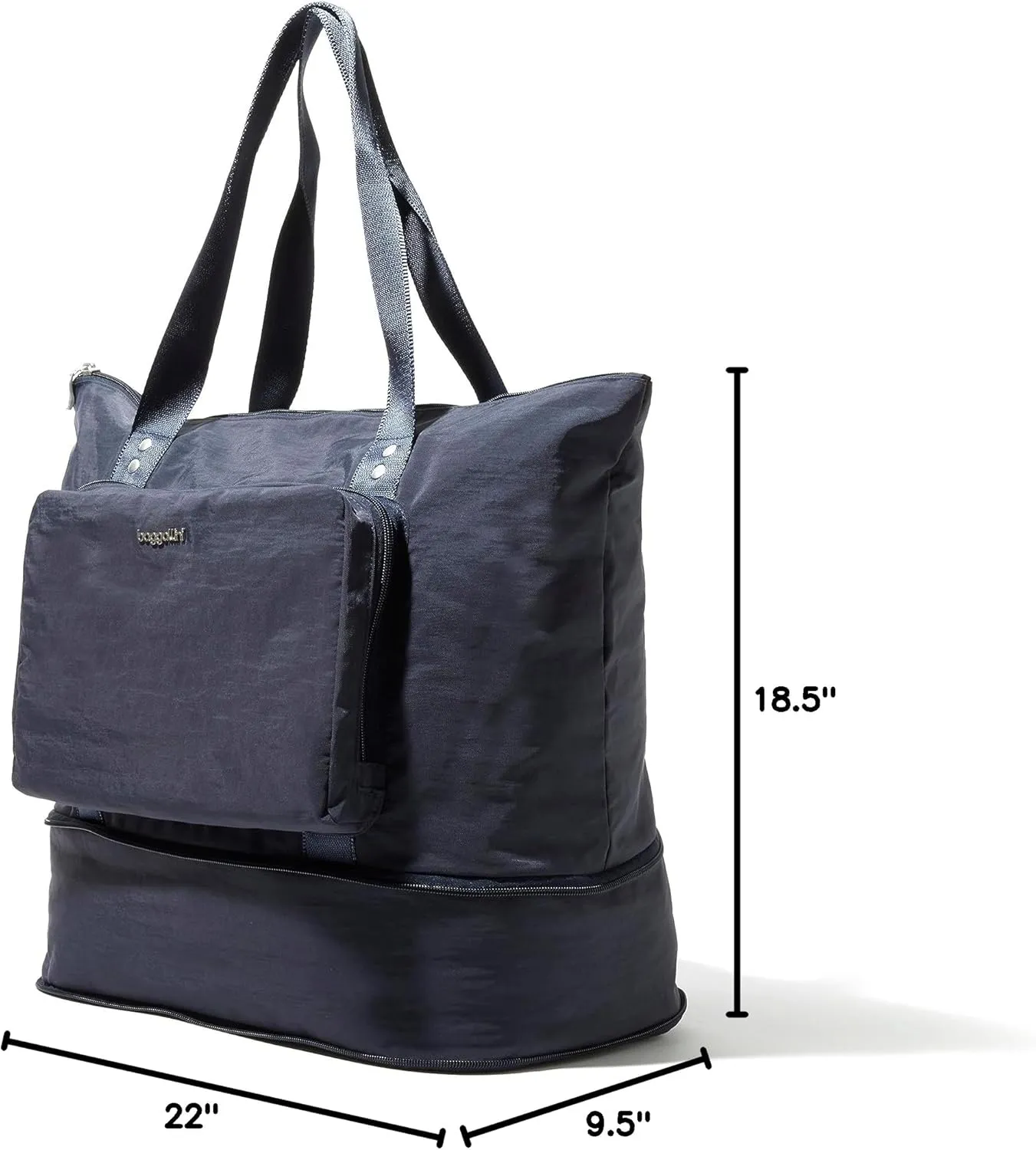 Baggallini Carryall Expandable Lightweight Travel Tote 22" Packable Folding Compact Nylon Washable Weekender w/Luggage Sleeve