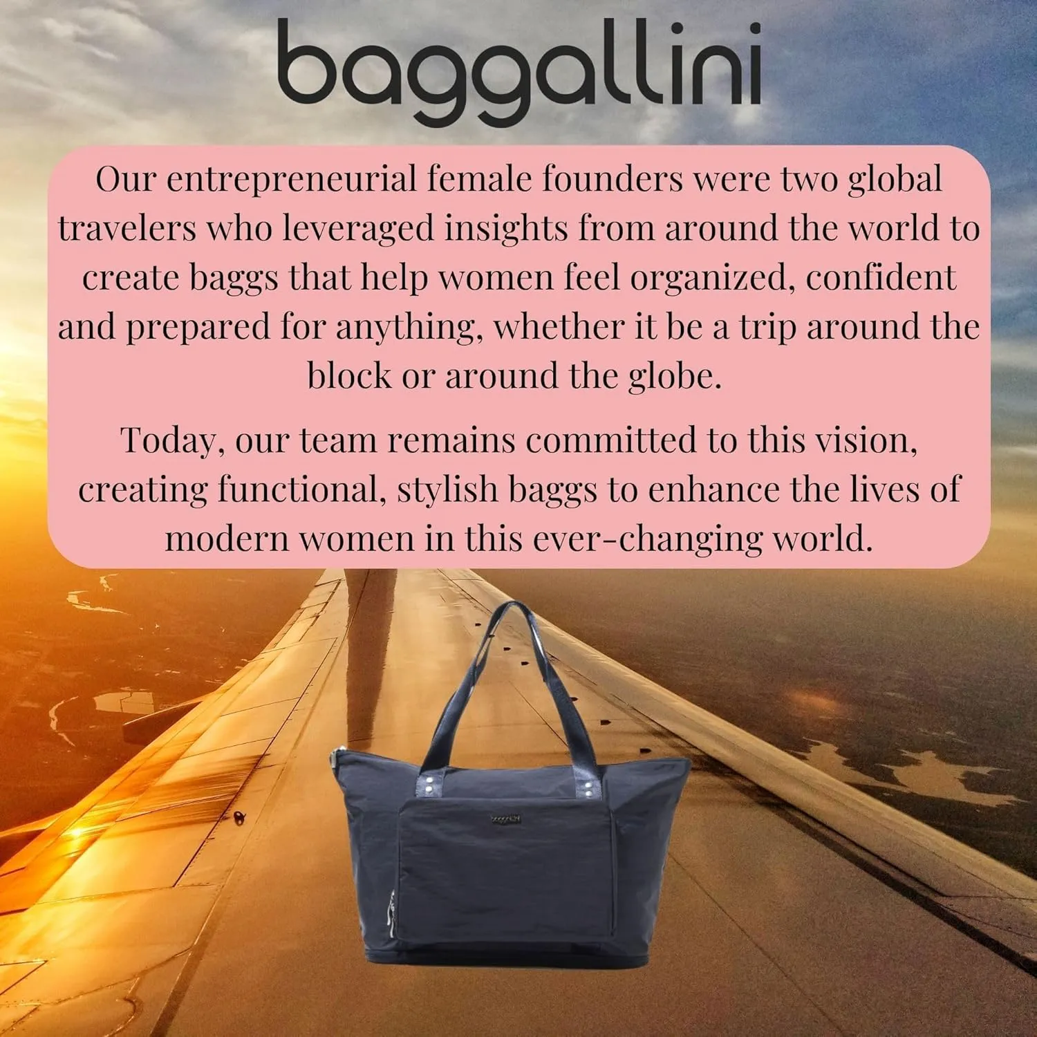 Baggallini Carryall Expandable Lightweight Travel Tote 22" Packable Folding Compact Nylon Washable Weekender w/Luggage Sleeve