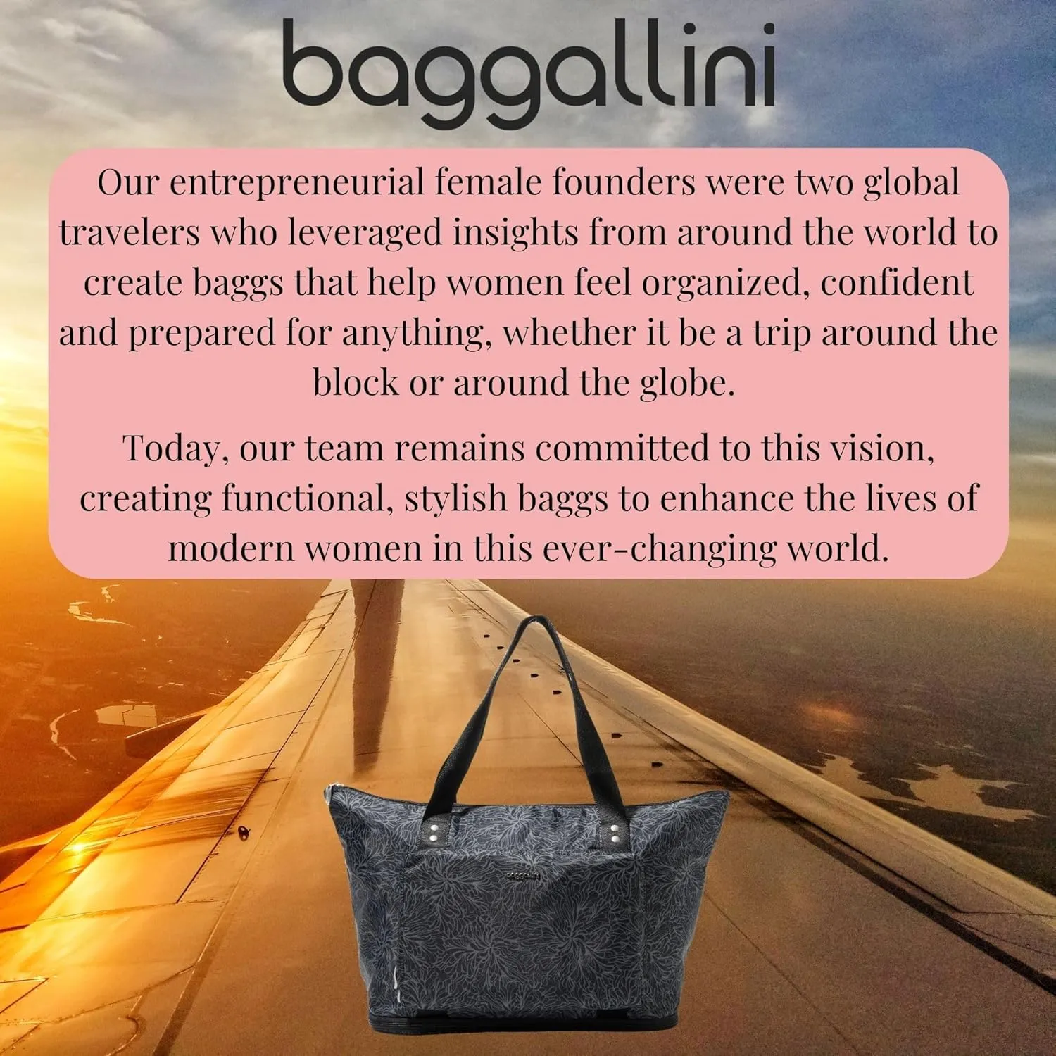 Baggallini Carryall Expandable Lightweight Travel Tote 22" Packable Folding Compact Nylon Washable Weekender w/Luggage Sleeve