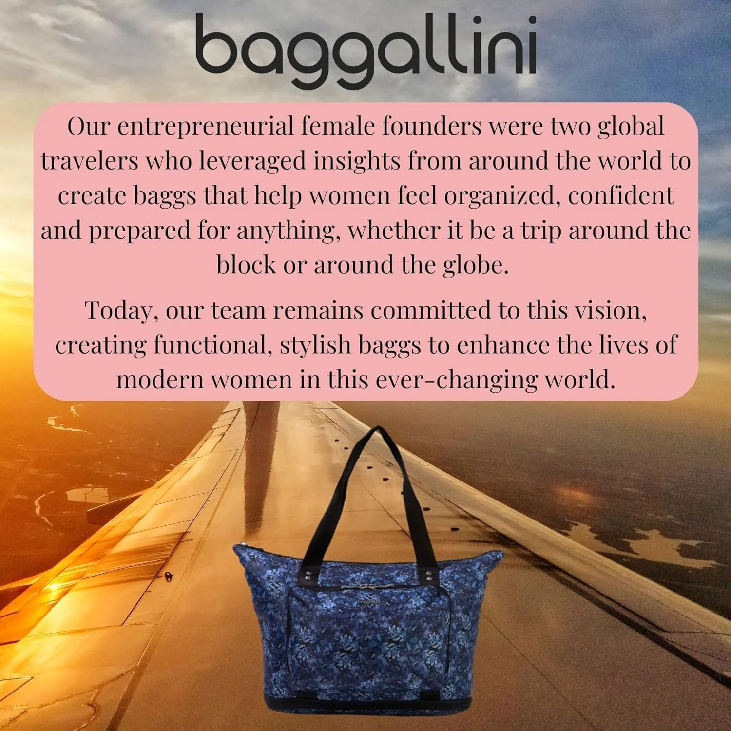 Baggallini Carryall Expandable Lightweight Travel Tote 22" Packable Folding Compact Nylon Washable Weekender w/Luggage Sleeve