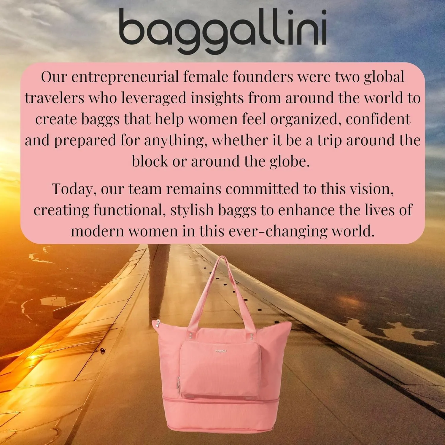 Baggallini Carryall Expandable Lightweight Travel Tote 22" Packable Folding Compact Nylon Washable Weekender w/Luggage Sleeve
