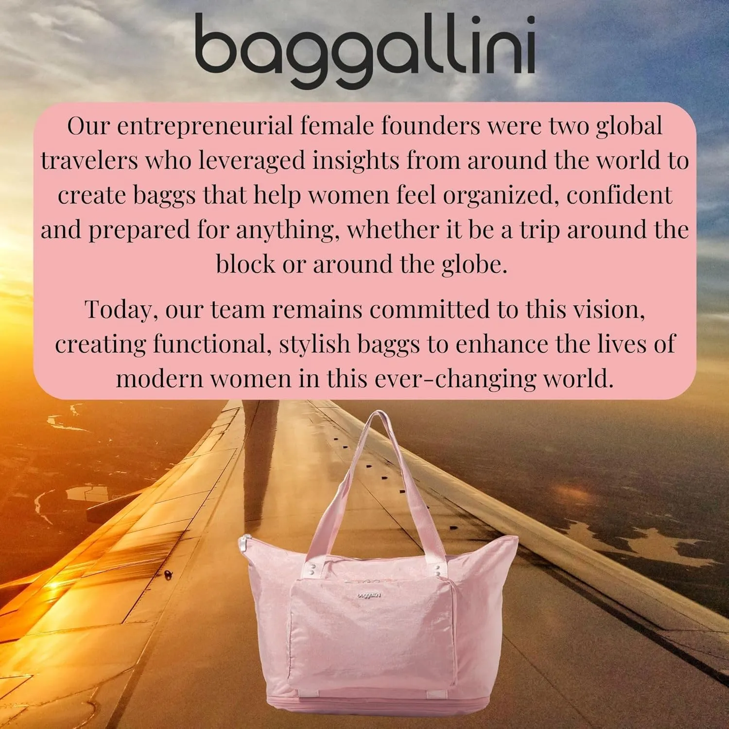 Baggallini Carryall Expandable Lightweight Travel Tote 22" Packable Folding Compact Nylon Washable Weekender w/Luggage Sleeve