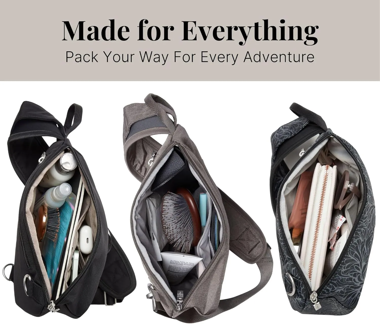 Baggallini Medium Sling Backpack - Lightweight Sling Bag with Convertible Adjustable Shoulder Strap