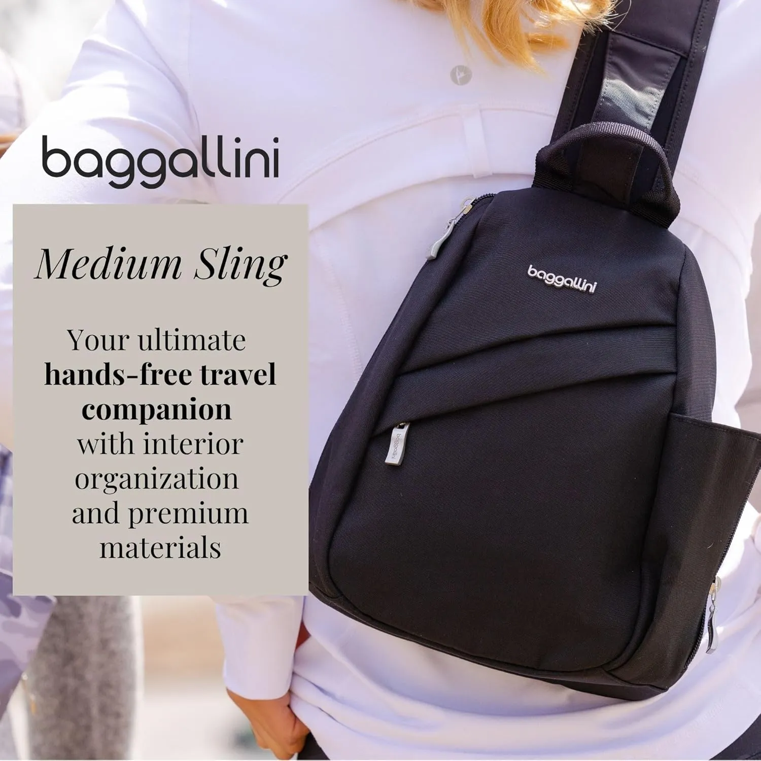 Baggallini Medium Sling Backpack - Lightweight Sling Bag with Convertible Adjustable Shoulder Strap