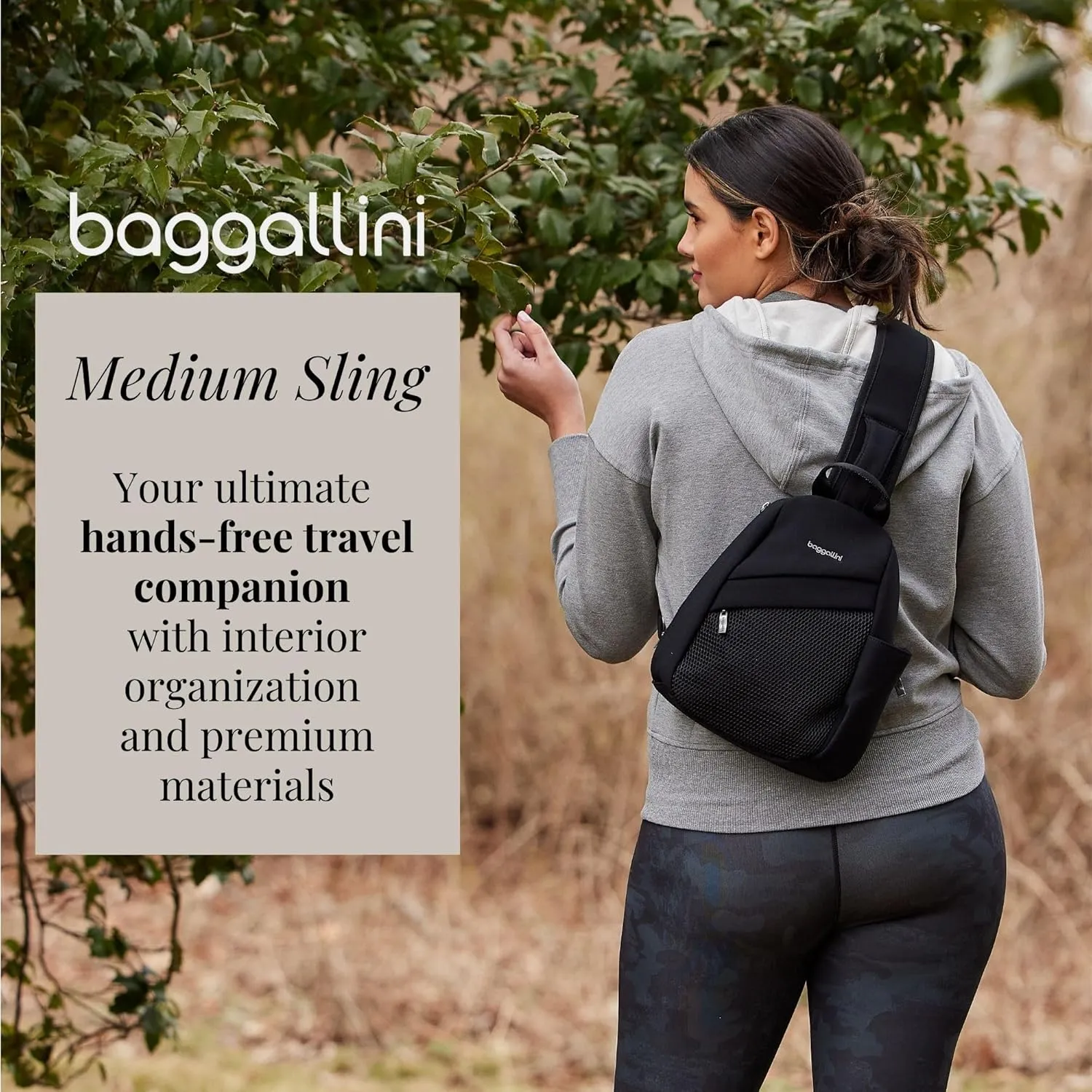 Baggallini Medium Sling Backpack - Lightweight Sling Bag with Convertible Adjustable Shoulder Strap