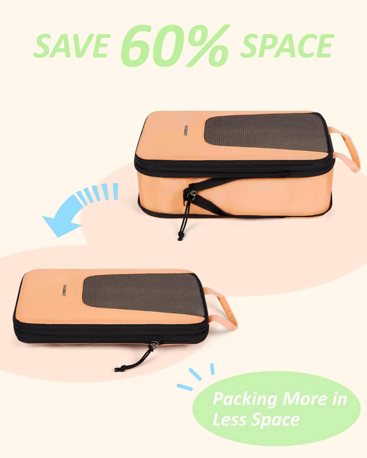 BAGSMART Compression Packing Cubes for Travel, 6 Set/4 Set Packing Cubes for Suitcases, Compression Suitcase Organizer Bags Set for Travel Essentials, Lightweight Packing Organizers