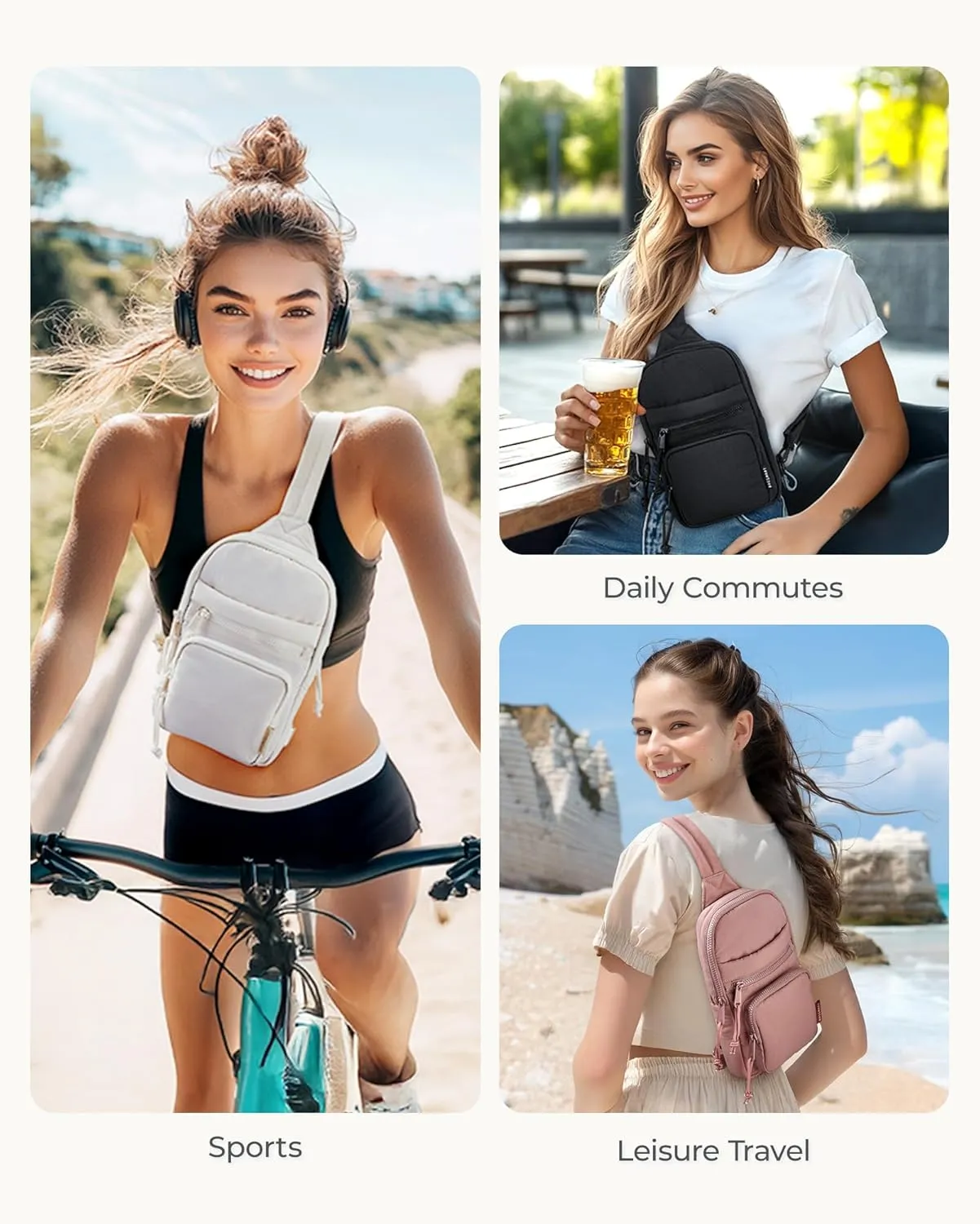 BAGSMART Crossbody Sling Bags for Women, Small Crossbody Purse Fanny Packs with Adjustable Strap, Sling Backpck for travel