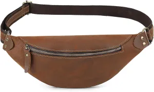 BAIGIO Leather Fanny Pack for Men & Women Belt Bag Vintage Waist Bag Bum Bag Fashion Crossbody Waist Pack Sling Bag for Travel