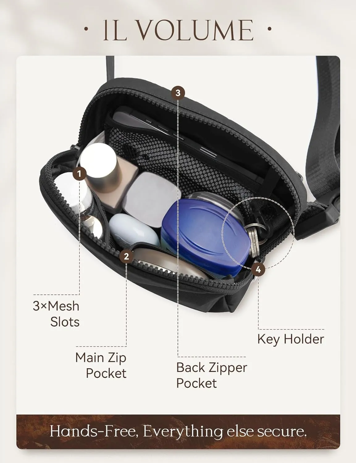 BALEAF Fanny Pack for Women Belt Bag Water Resistant Fashion Crossbody Waist Packs Adjustable Strap Black 1L