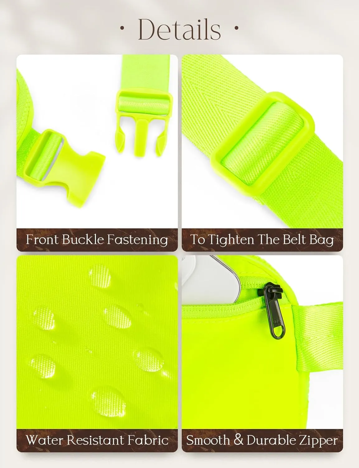 BALEAF Fanny Pack for Women Belt Bag Water Resistant Fashion Crossbody Waist Packs Adjustable Strap Green 1L