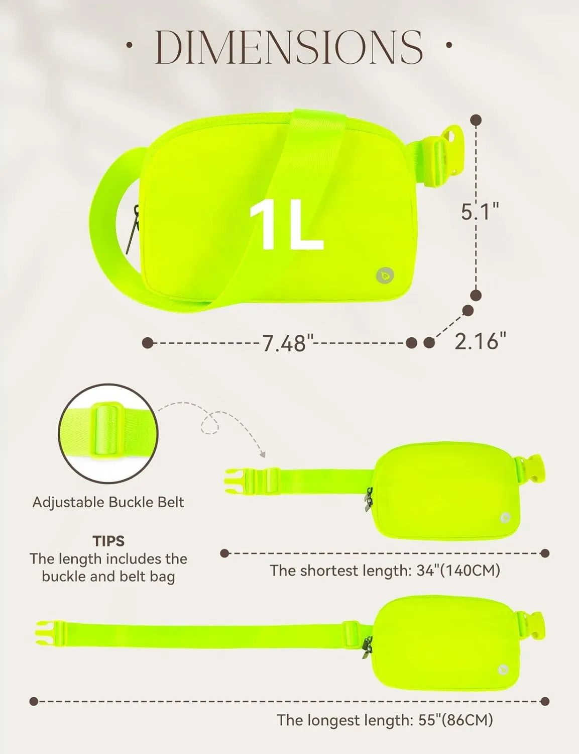 BALEAF Fanny Pack for Women Belt Bag Water Resistant Fashion Crossbody Waist Packs Adjustable Strap Green 1L