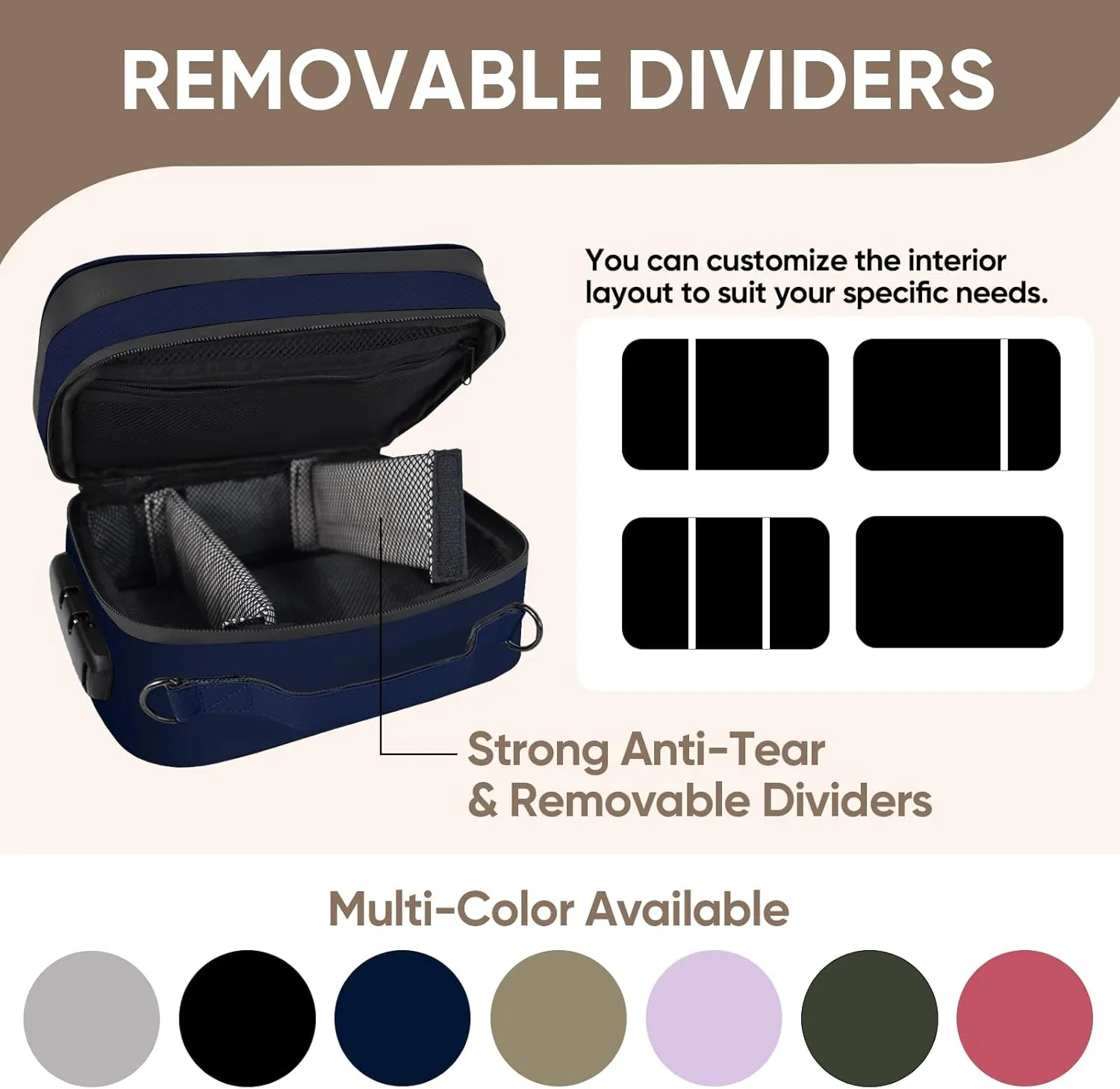 BALEINE Large Smell Proof Bag with Combination Lock, Stash Bag Odor Proof Pouch Organizer (Navy)