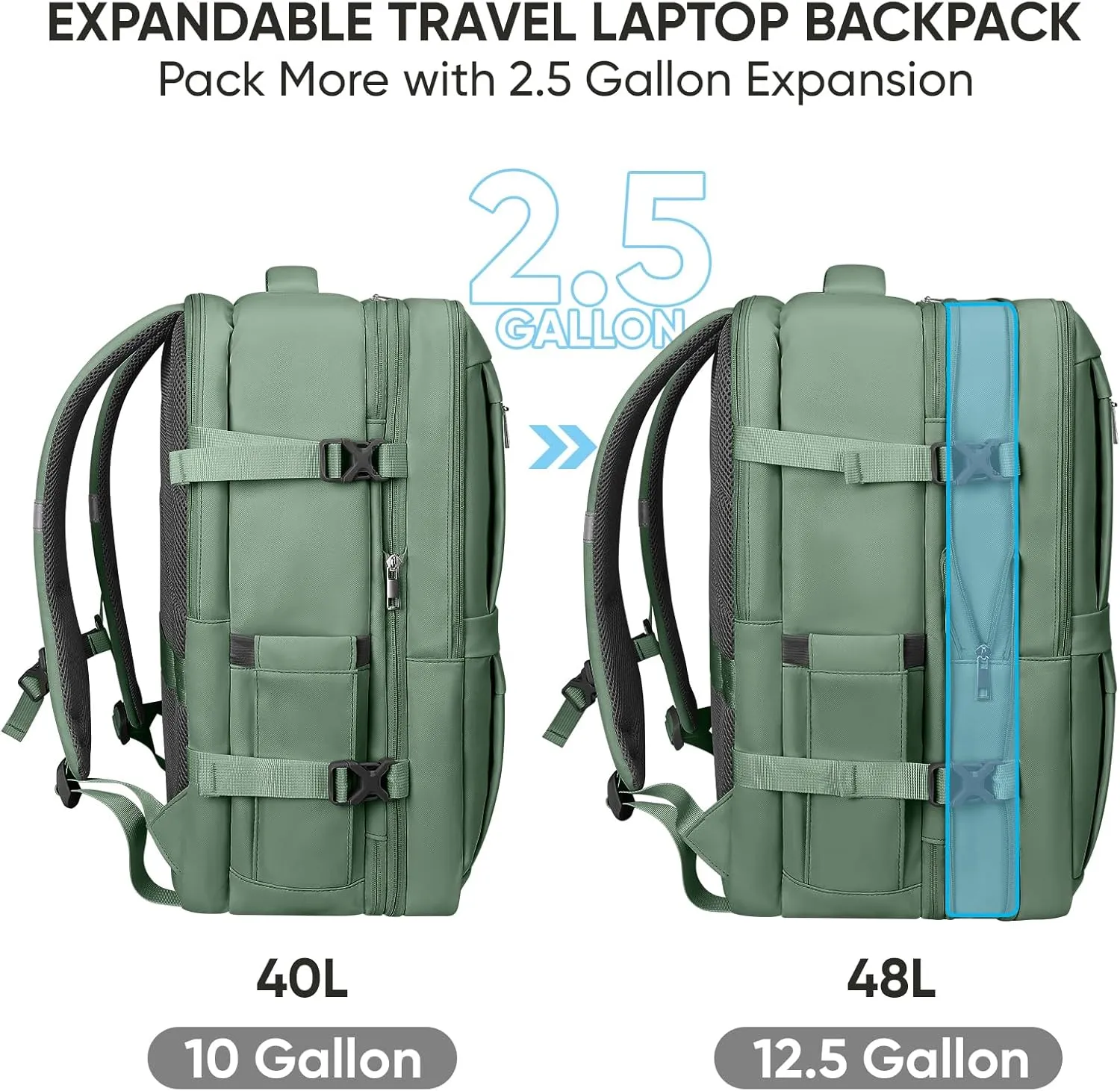 BALEINE Travel Backpack for Women Men, Large Sturdy Carry On Laptop Backpack Gifts for Business, Casual, Weekender, Hiking (XL, Olive Green)