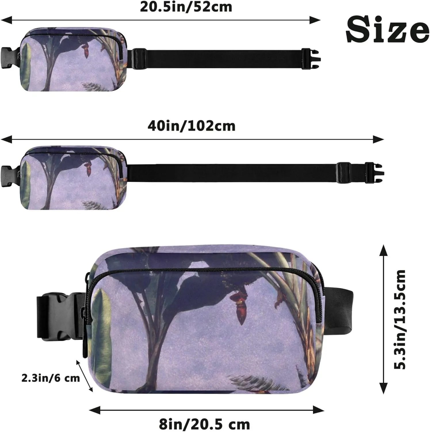 Banana Trees Albert Bierstadt Print Waterproof Women Fanny Pack Belt Bags Hip Pack Cartoon Crossbody Waist Purse