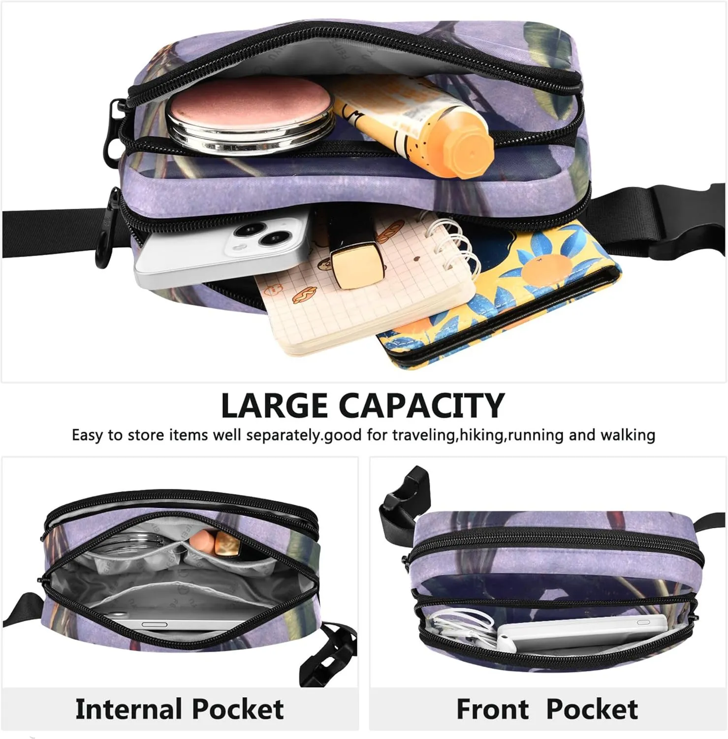 Banana Trees Albert Bierstadt Print Waterproof Women Fanny Pack Belt Bags Hip Pack Cartoon Crossbody Waist Purse