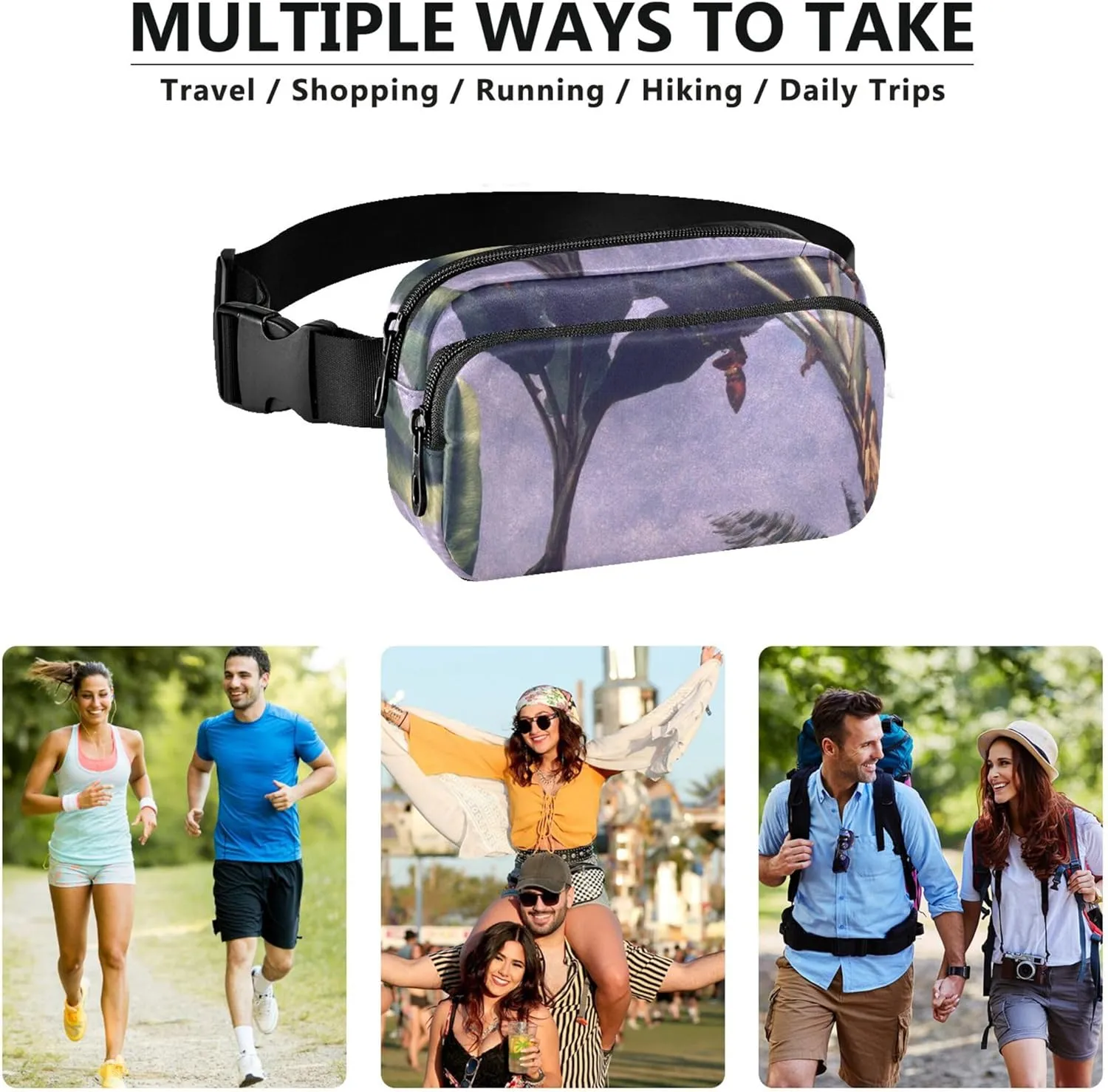 Banana Trees Albert Bierstadt Print Waterproof Women Fanny Pack Belt Bags Hip Pack Cartoon Crossbody Waist Purse