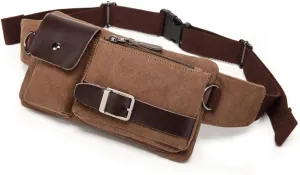 BAOSHA YB-01 Vintage Men's Waist Bag Sports Waist Pack Bum Bag Security Money Waist Day Pack Pouch Hip Belt Bag Bumbag Coffee