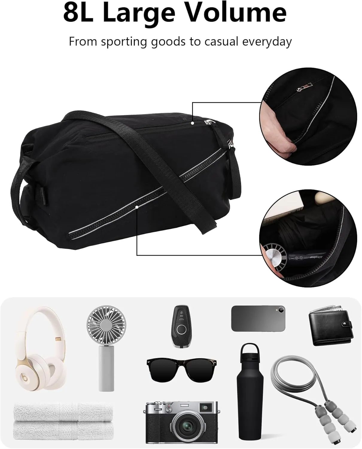 BAPHITY Small Gym Bag for Women Men,Cute Lightweight Duffle Crossbody Weekender Bags,Mini Waterproof Sport Sling Workout 3 in 1 Bags,Suitable for Gym Work Swimming Yoga Fitness Travel - pink (8L)