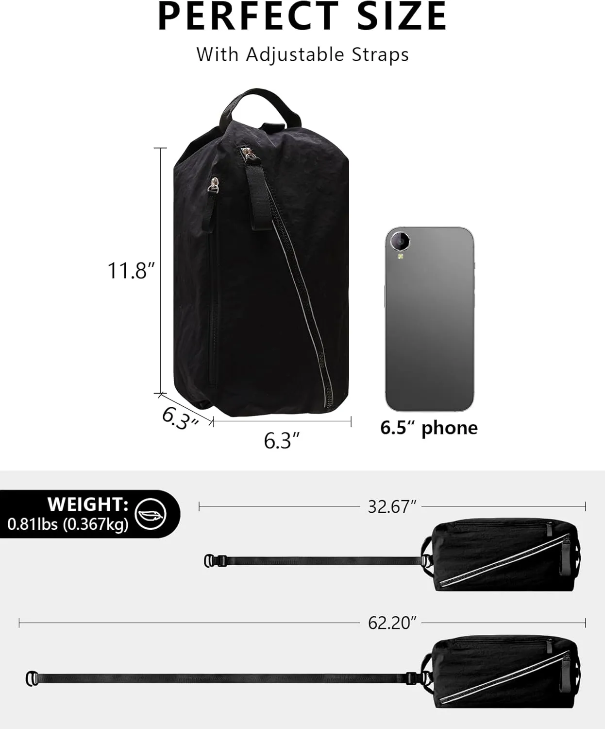 BAPHITY Small Gym Bag for Women Men,Cute Lightweight Duffle Crossbody Weekender Bags,Mini Waterproof Sport Sling Workout 3 in 1 Bags,Suitable for Gym Work Swimming Yoga Fitness Travel - White (8L)