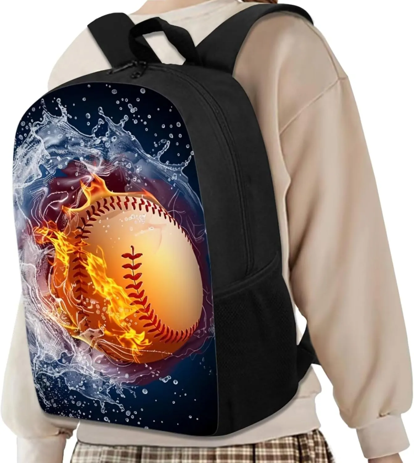 Baseball 3Pcs School Bag with Lunch Bag Pencil Case Kids Backpacks Boys Picnic Bag Lunch Box Kids Pencil Bag for Girls Water Resistant Girls Lunch Bags for School Insulated